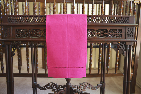 Pink Peacock Colored Hemstitch Gust Towel. 14"x22". Each